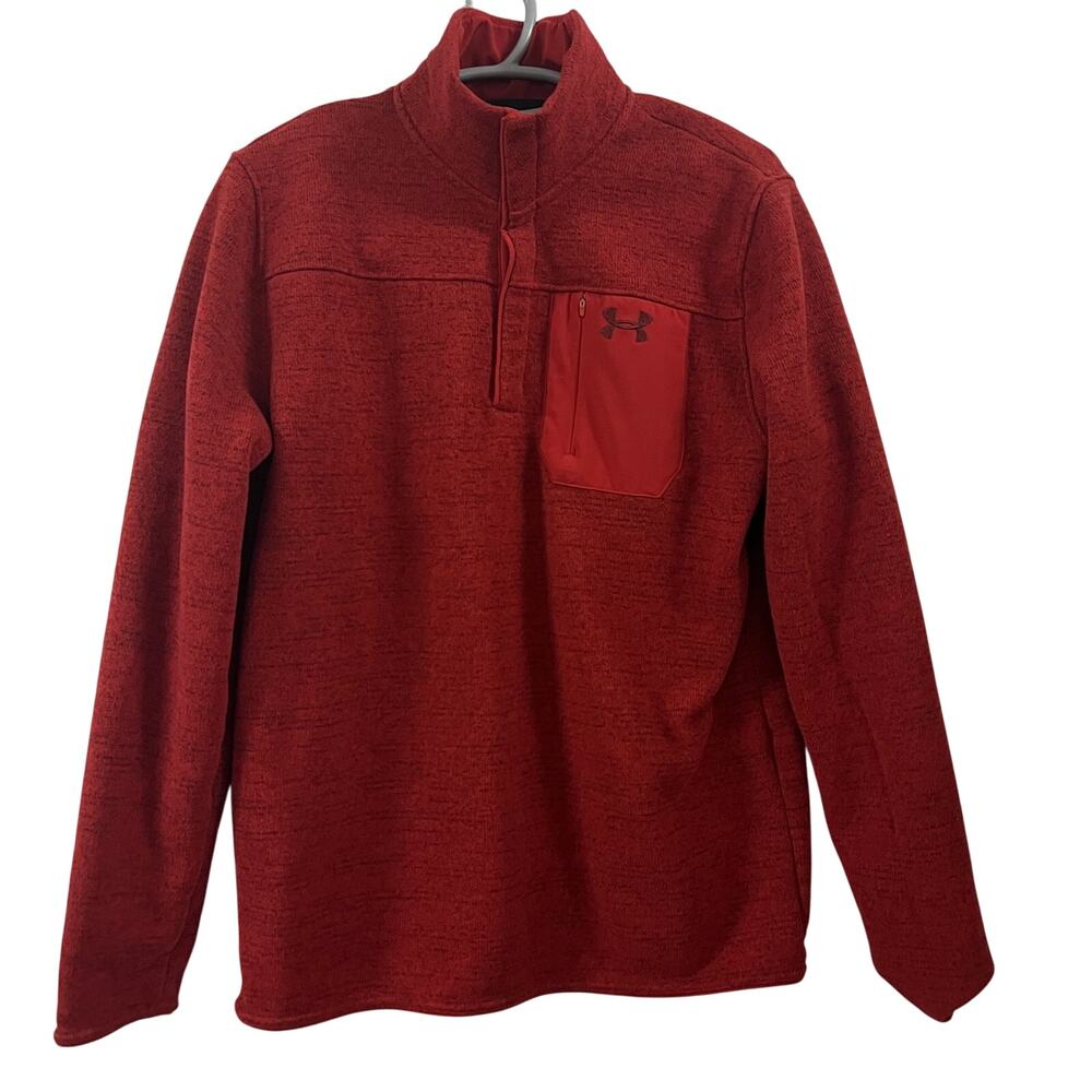 Under Armour Loose Snap Button Pullover Red Large Men's